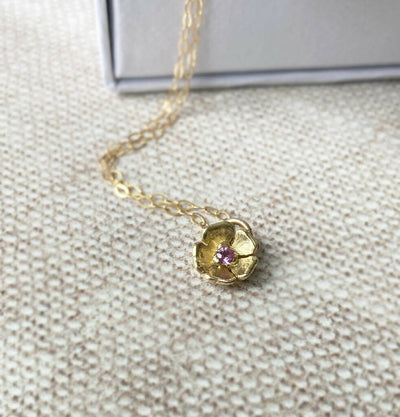 9ct Gold Flower Pendant with Sapphire