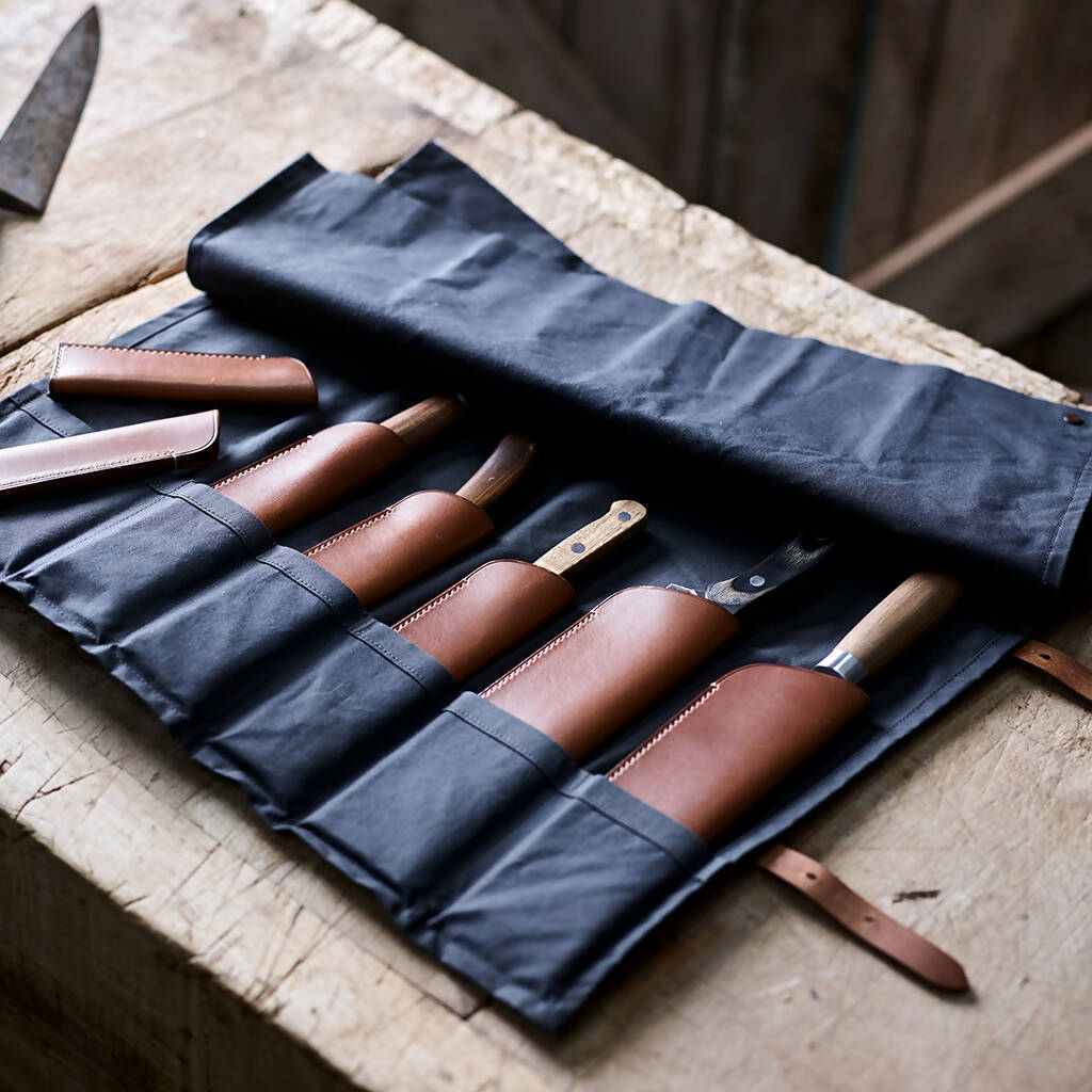 Dry Waxed Cotton Knife Roll