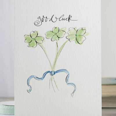 'Good Luck' Four-Leaf Clover Greeting Card