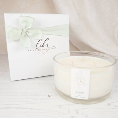 Relax with Lavender & Geranium Essential Oil Candle