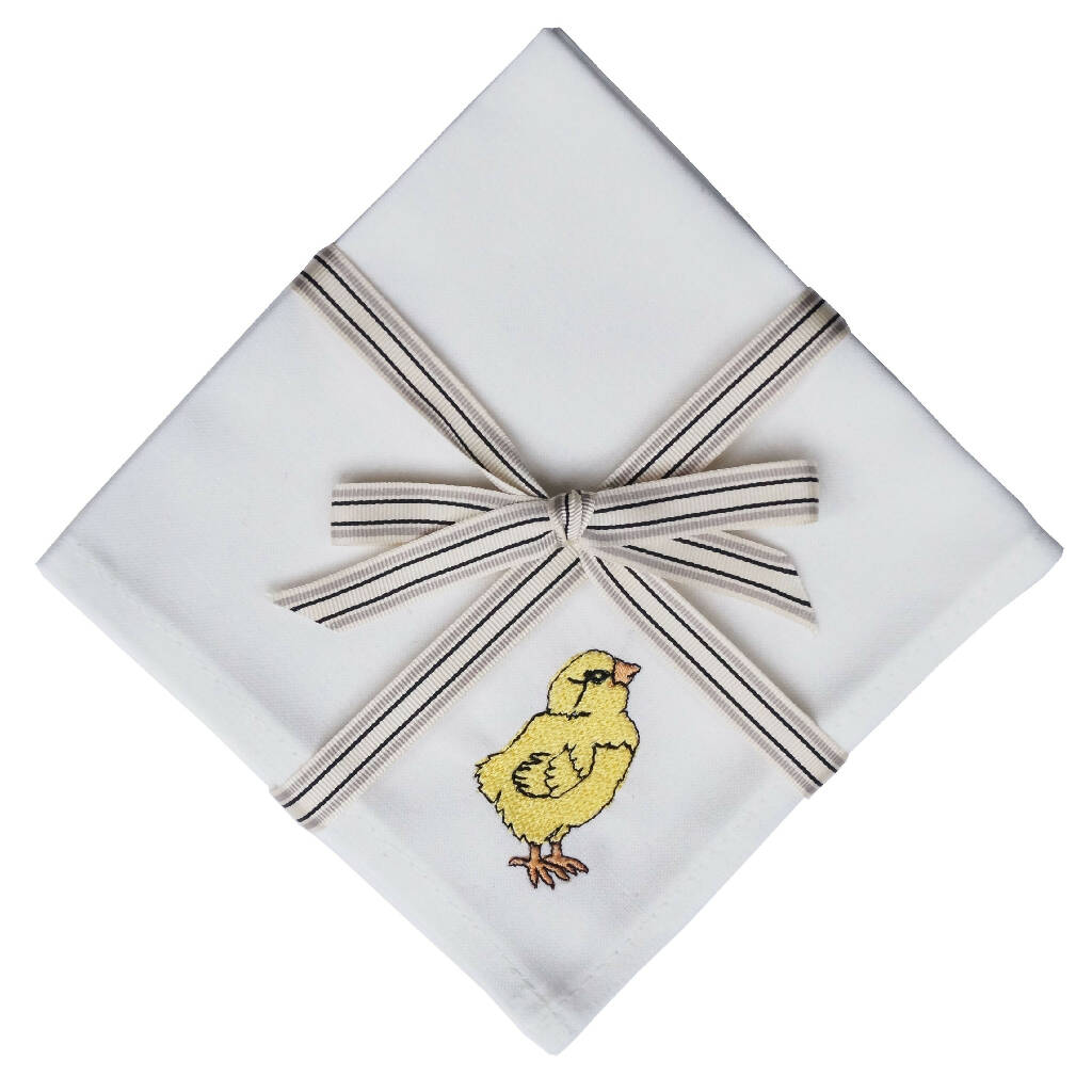 Embroidered Little Chick Cocktail Napkins - Set of Four