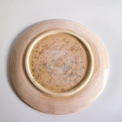 Stoneware Clay Plate In Pink Watercolour Design