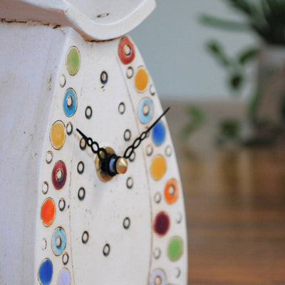 Small Mantel Clock with Brightly Coloured Dots and Spots