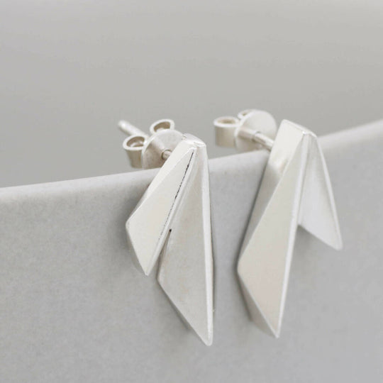 Double Kite Stud Earrings in Solid Sterling Silver