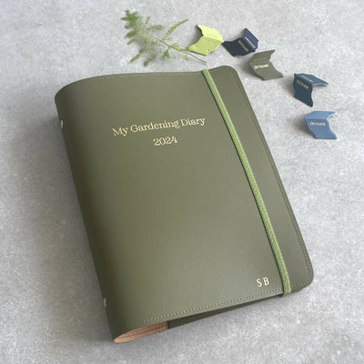 Recycled Leather Personalised Garden Diary