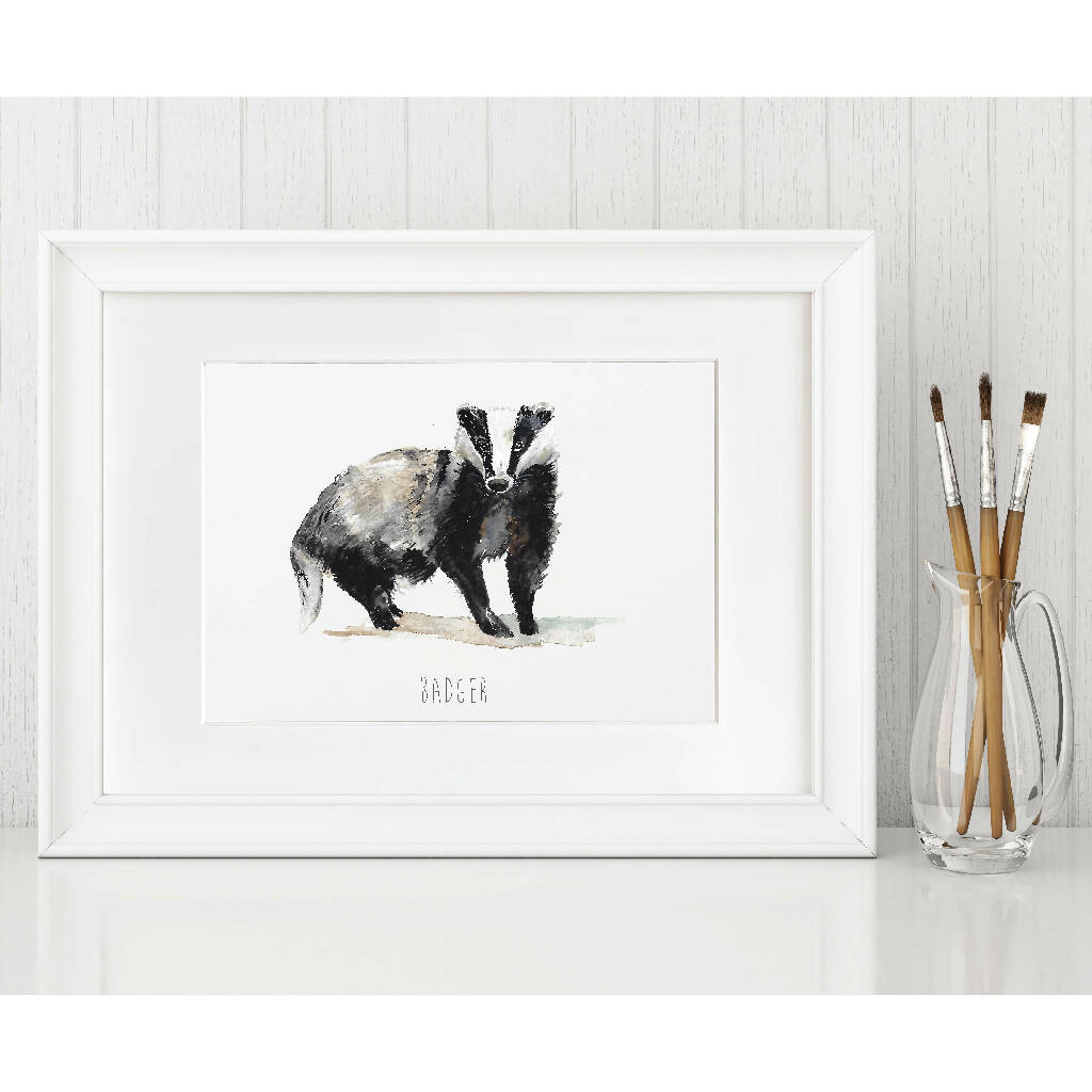 Badger Watercolour Art Print