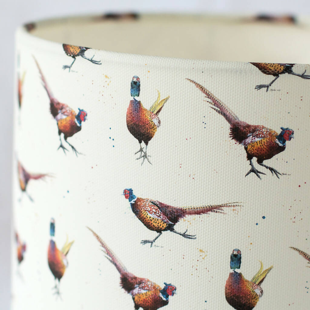 Pheasants Canvas Lampshade in Cream