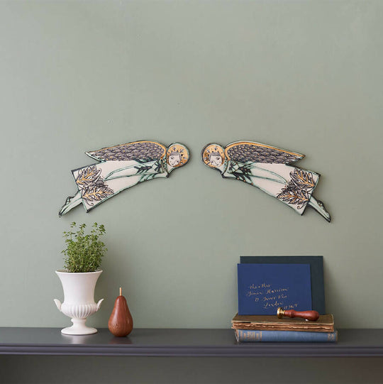 Pair of Ceramic Angels in Ivory