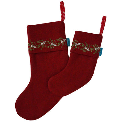 Embroidered Mistletoe Christmas Stocking