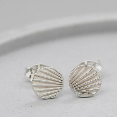 Small Sunburst Stud Earrings in Solid Sterling Silver