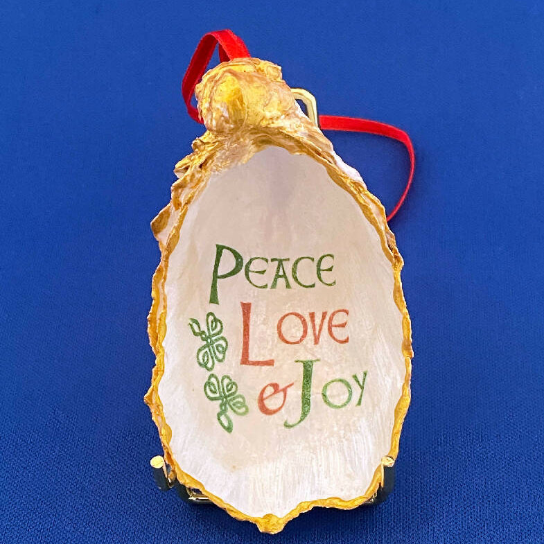Peace, Love & Joy - Oyster Ornament