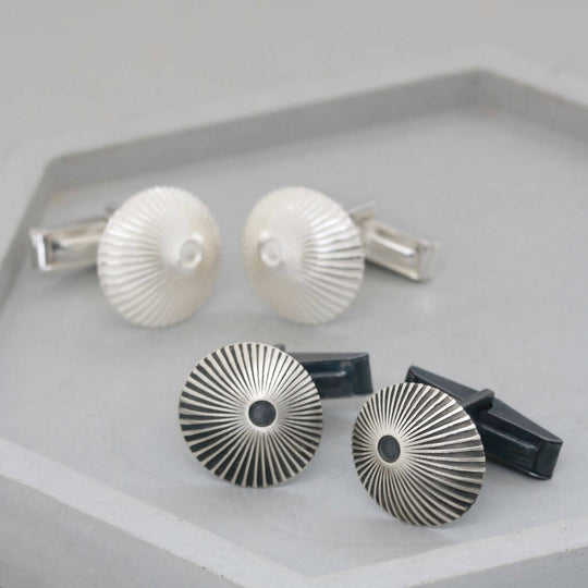 Sunburst Cufflinks in Solid Sterling Silver