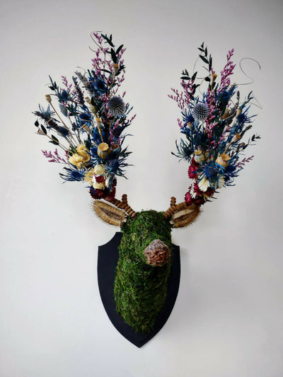 Scottish Highlands Botanical Stag Wall Mount