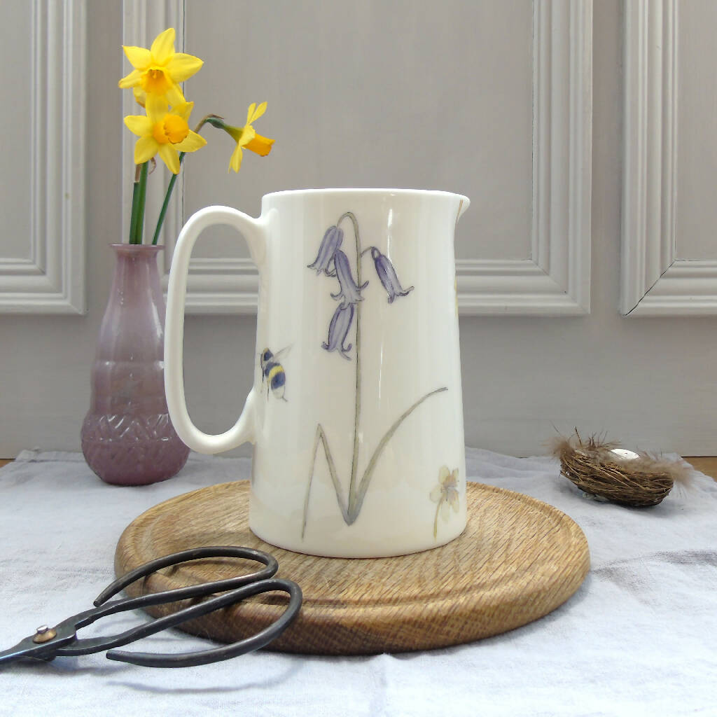 Bee and Spring Flowers Bone China One Pint Jug
