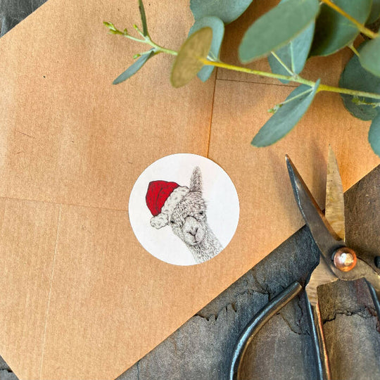30 Festive Alpaca Christmas Stickers - (15 per sheet)