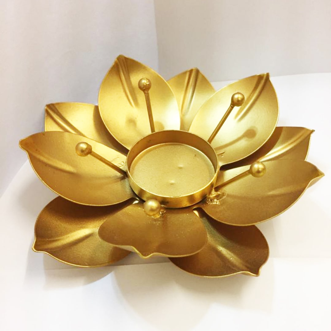 Gold Lotus Flower Candle Holder
