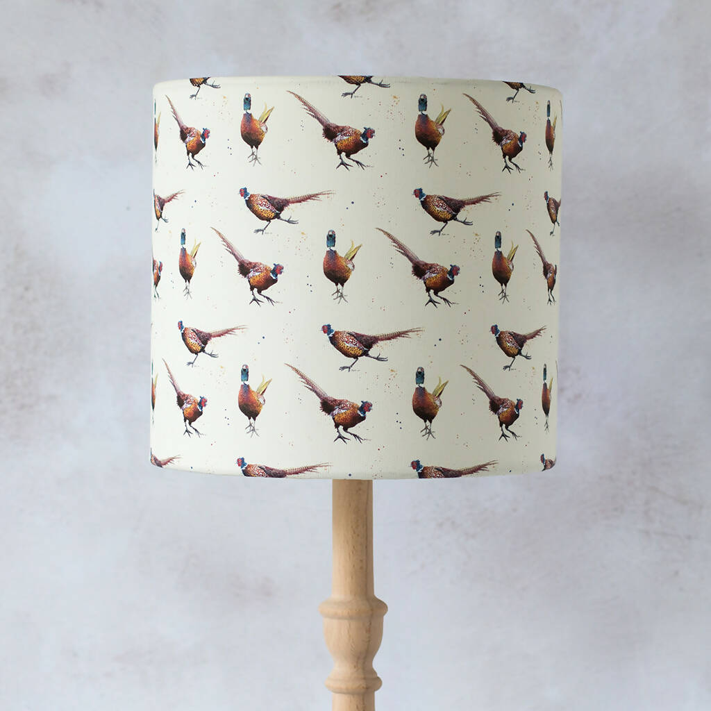 Pheasants Canvas Lampshade in Cream