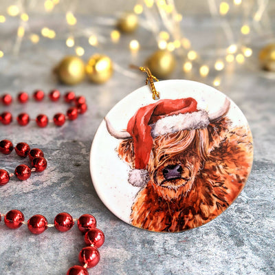 Santa Cow Personalised Ceramic Christmas Ornament