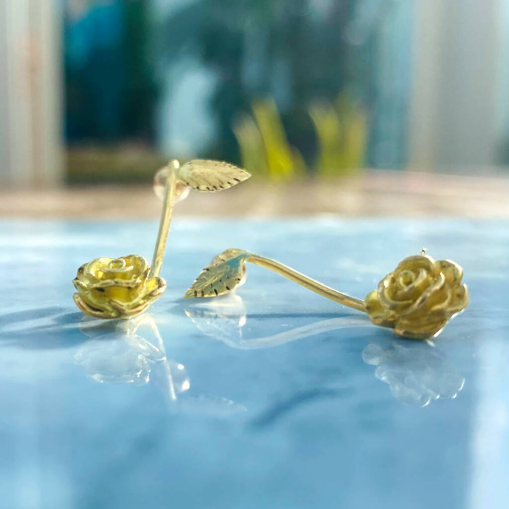 Perfecta Earrings - Ethical Gold Earrings Roses