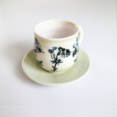 Porcelain Cup and Saucer in Hedgerow Flowers Design