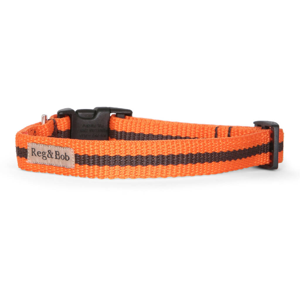 Dog Collar In Orange And Brown Stripe