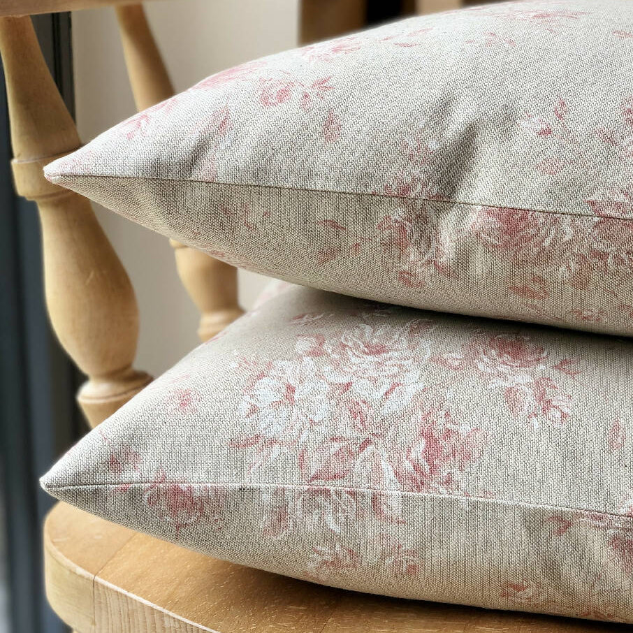 'Country Rose' Linen Cushion