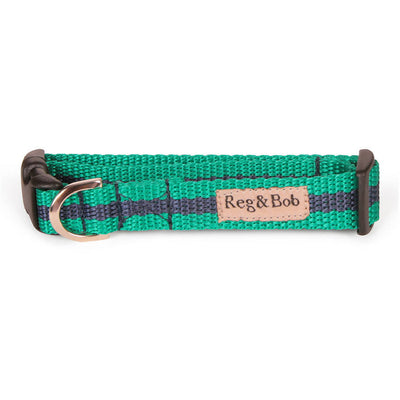 Dog Collar In Teal And Navy Stripe