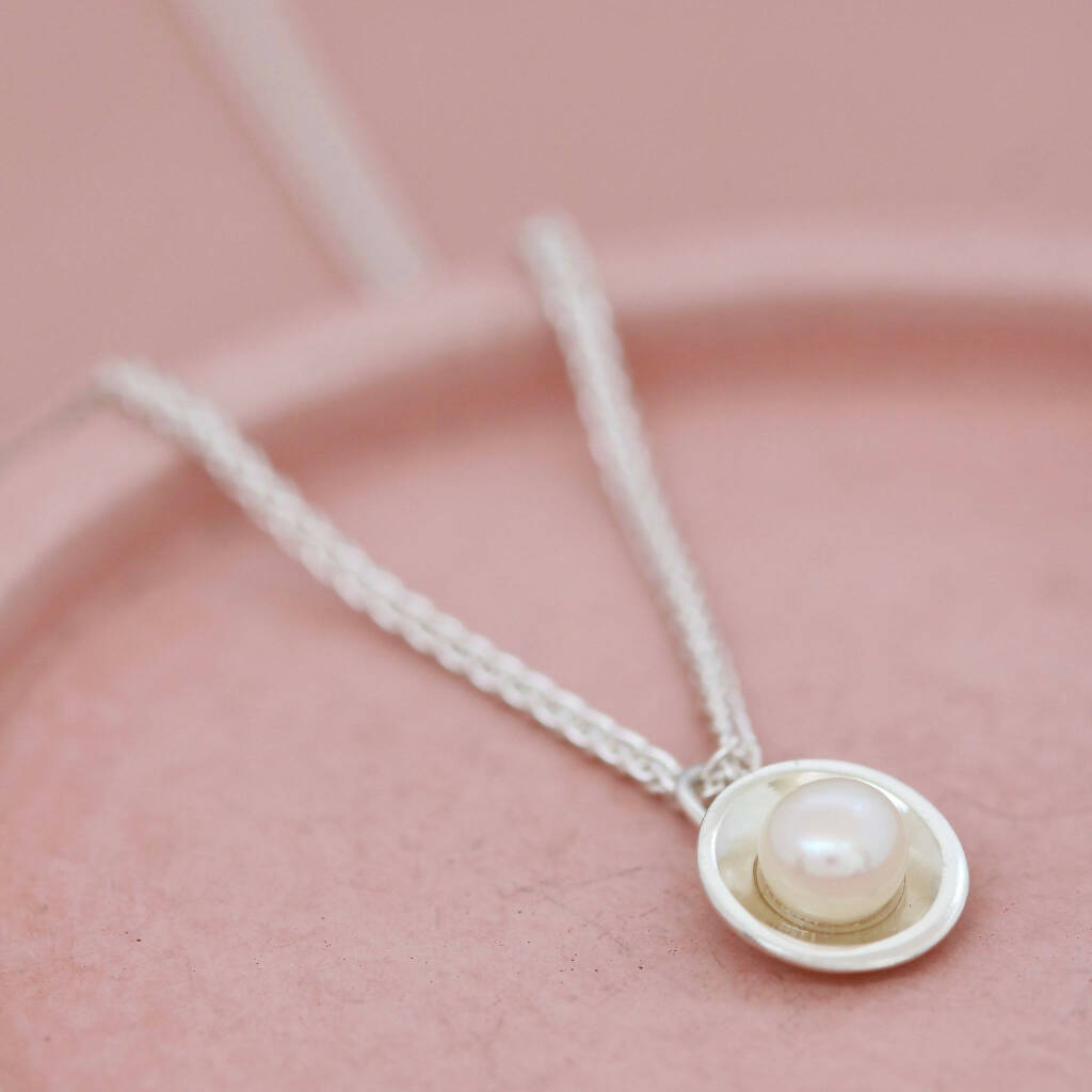 Pearl Pendant Necklace in Solid Sterling Silver