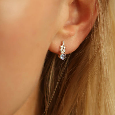 Droplets Gemstone Short Earrings in Silver