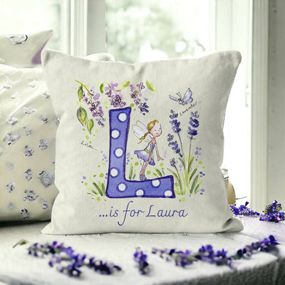 Flowers and Fairies Initial Cushion