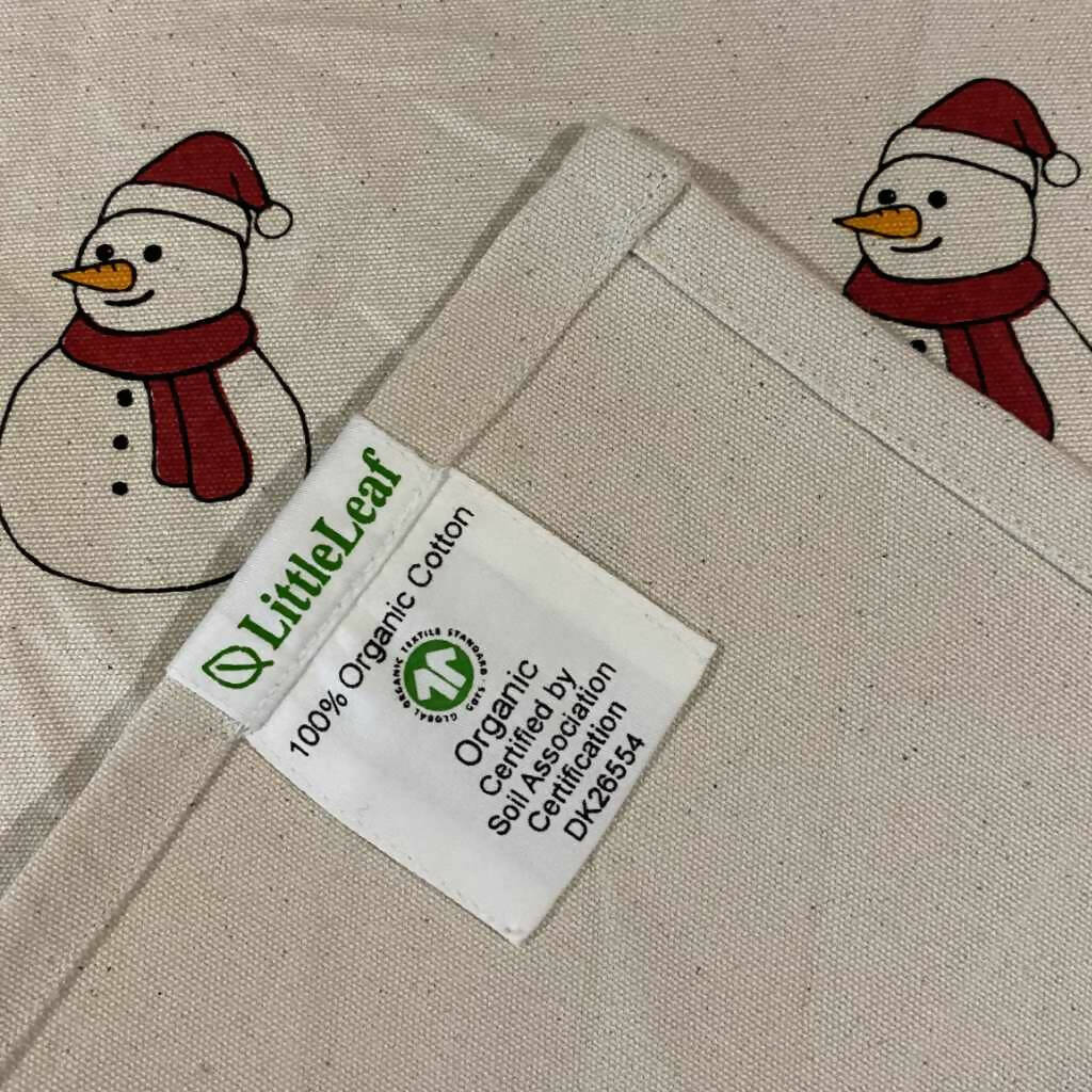 Organic cotton Tea Towel with Snowman print