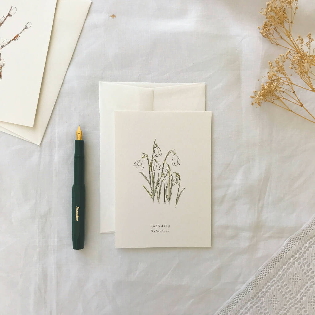 Snowdrop Botanical Illustrated Card