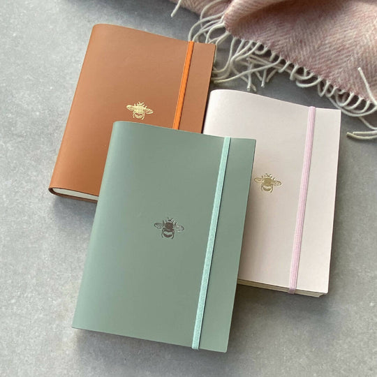 Recycled Leather Address Book with Bee Motif