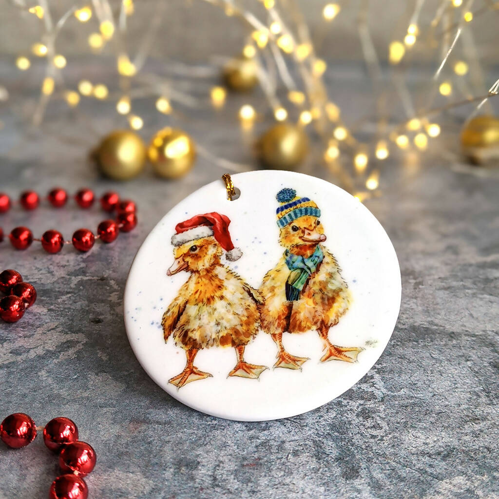 Ducklings Personalised Ceramic Christmas Ornament