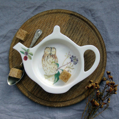 Tawny Owl Bone China Teabag Tidy