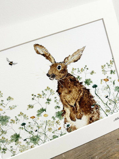 Hare, Daisy and Bee Art Print