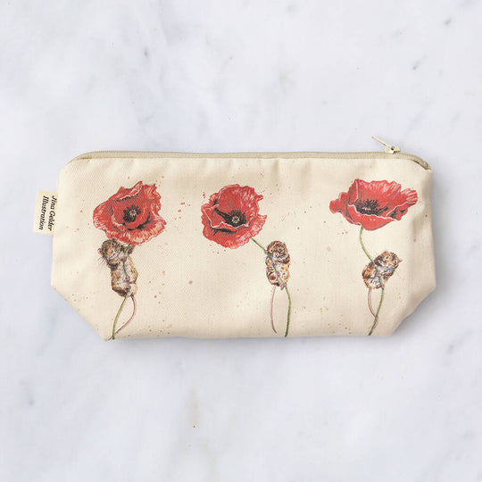 Mice and Poppies Make-up Bag in Cream