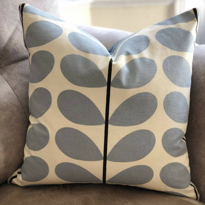 Blue Leaf, Velvet-Backed Cushion