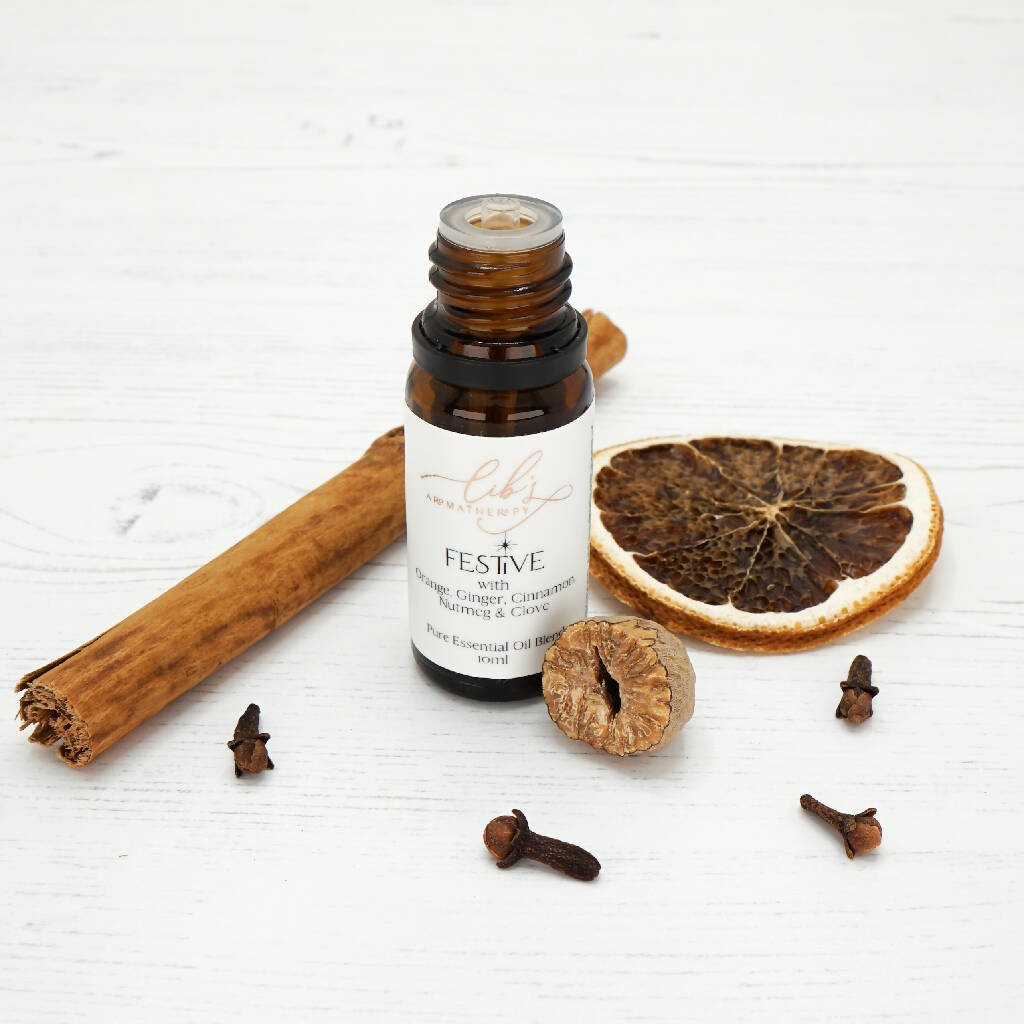 A christmas essential oil blend with cinnamon and orange