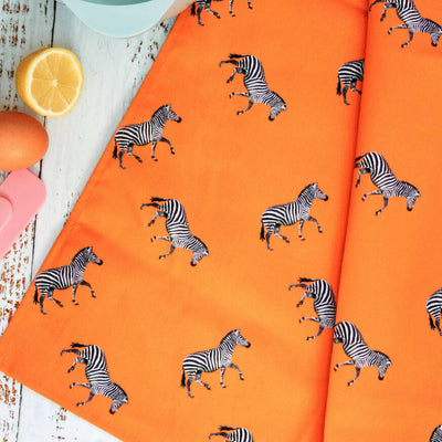 Zebra Tea Towel in Orange