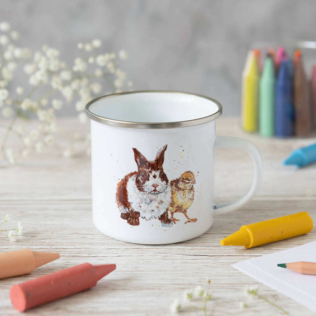 Bunny Rabbit Enamel Mug in White