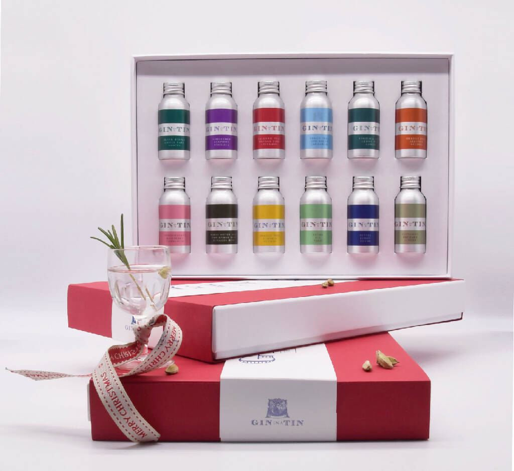 ENJOY 12 DAYS OF CHRISTMAS WITH 12 MINIATURE TINS OF GIN