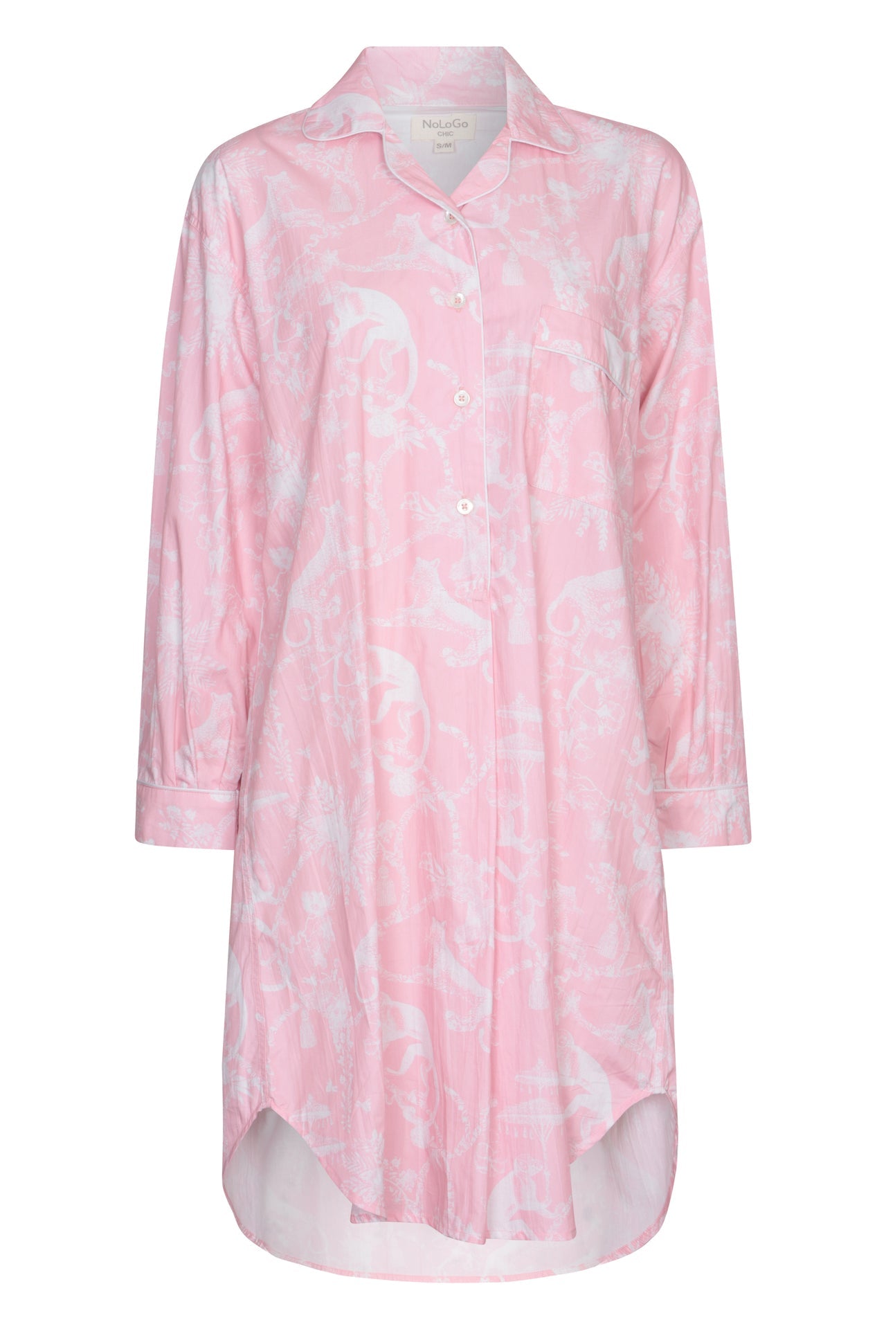 Jungle Party Nightshirt Cotton Poplin- Pink