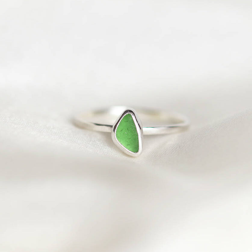 Mia Sea Glass Ring in Green
