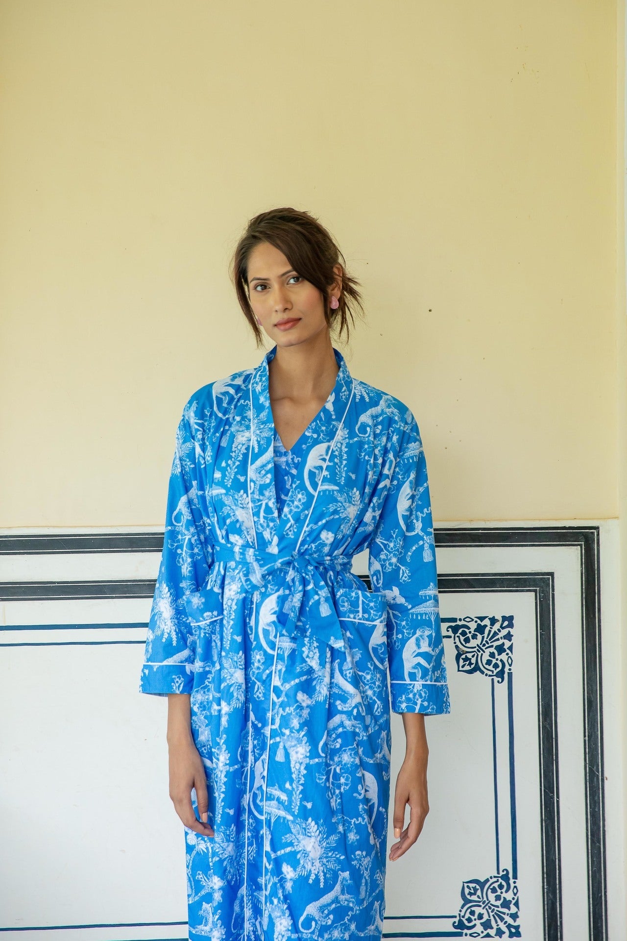 Jungle Party Kimono Robe - Blue