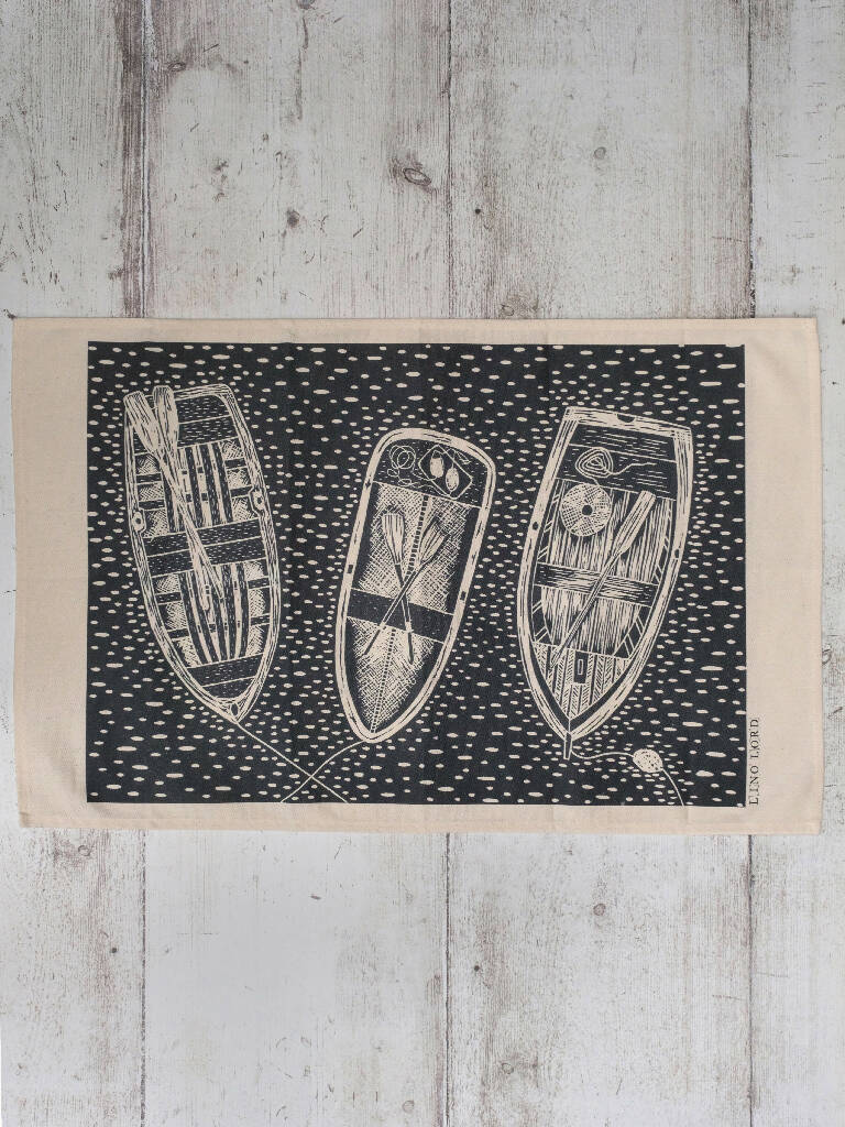 Three Rowing Boats Cotton Tea Towel
