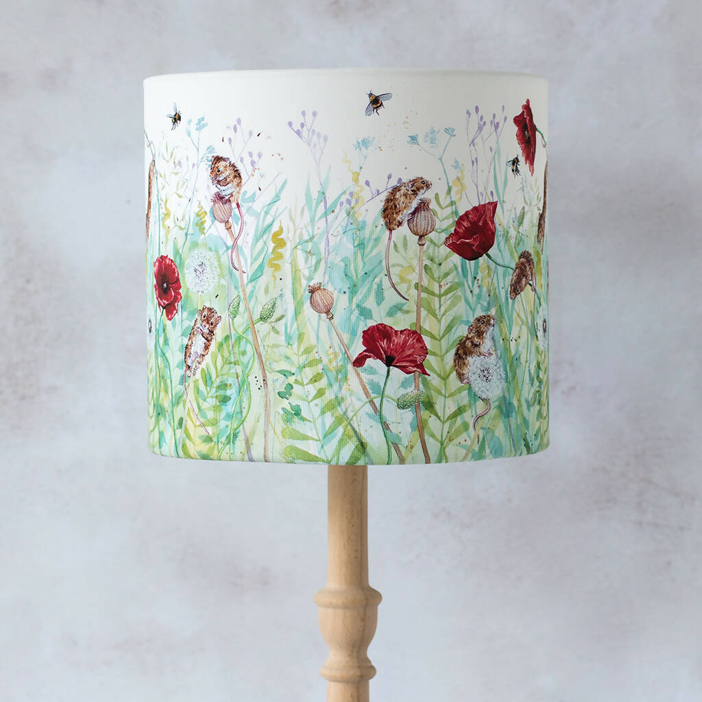 Mice and Poppies Canvas Lampshade