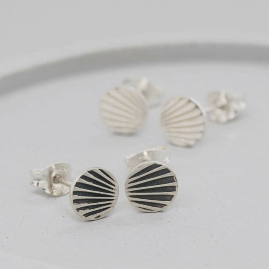 Small Sunburst Stud Earrings in Solid Sterling Silver