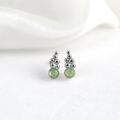 Droplets Gemstone Short Earrings in Silver