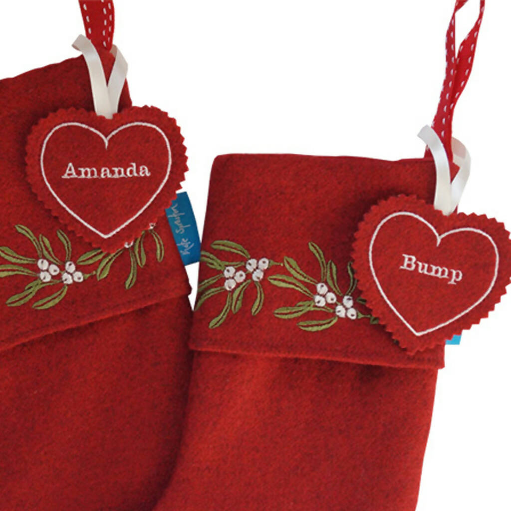 Embroidered Mistletoe Christmas Stocking